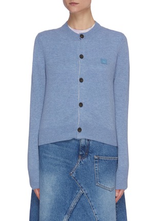 Main View - Click To Enlarge - ACNE STUDIOS - Face embroidered patch cropped cardigan