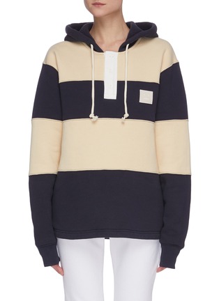 Main View - Click To Enlarge - ACNE STUDIOS - Colourblock face patch cotton hoodie