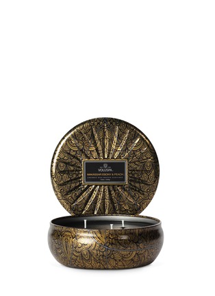 Figure View - Click To Enlarge - VOLUSPA - VERMEIL - 3-WICK CANDLE IN STAR EMBOSSED TIN - MAKASSAR EBONY AND PEACH