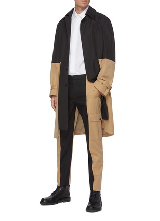 Figure View - Click To Enlarge - ALEXANDER MCQUEEN - Contrast front panel belted trench coat