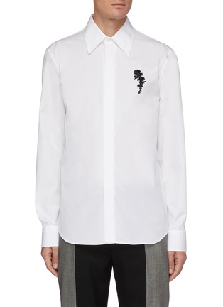 Main View - Click To Enlarge - ALEXANDER MCQUEEN - Bead floral embroidered tailored shirt