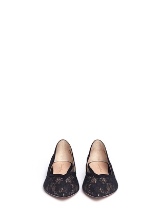 Figure View - Click To Enlarge - GIANVITO ROSSI - Suede trim lace flats