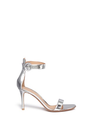 Main View - Click To Enlarge - GIANVITO ROSSI - Metallic ankle strap leather sandals