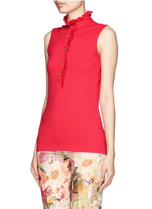 Front View - Click To Enlarge - TORY BURCH - Lidia ruffle sleeveless polo top