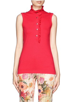 Main View - Click To Enlarge - TORY BURCH - Lidia ruffle sleeveless polo top