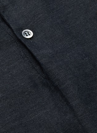  - BARENA - Half button herringbone cotton shirt