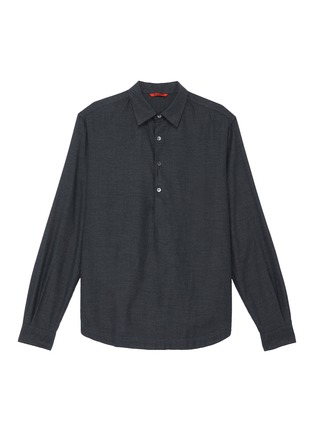 Main View - Click To Enlarge - BARENA - Half button herringbone cotton shirt