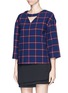 Front View - Click To Enlarge - THAKOON ADDITION - Cutout check print top