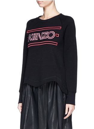 Front View - Click To Enlarge - KENZO - Logo embroidery irregular hem sweatshirt
