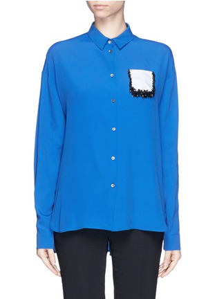 Main View - Click To Enlarge - NO.21 - Rose pailette embellished colourblock shirt