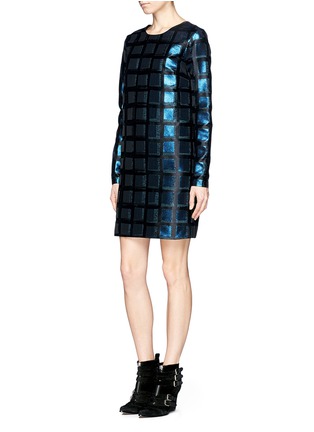 Front View - Click To Enlarge - KENZO - Lurex windowpane check shift dress
