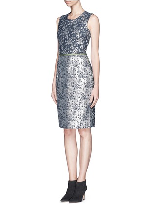 Figure View - Click To Enlarge - PREEN BY THORNTON BREGAZZI - Metallic floral jacquard sheath dress