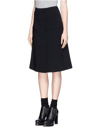 Front View - Click To Enlarge - PROENZA SCHOULER - Wool blend A-line midi skirt
