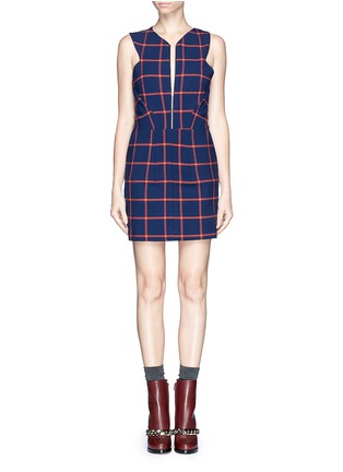 Main View - Click To Enlarge - THAKOON ADDITION - Cross back windowpane check print dress
