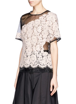 Front View - Click To Enlarge - MSGM - Guipure lace insert gauze top