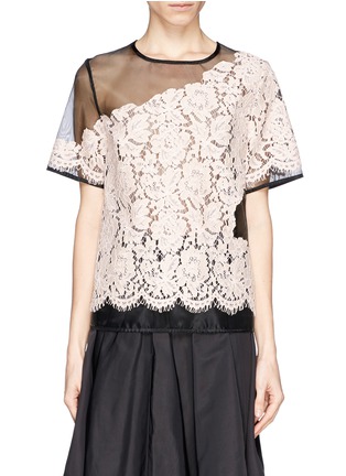 Main View - Click To Enlarge - MSGM - Guipure lace insert gauze top