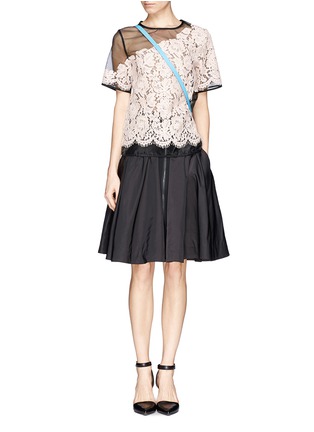 Figure View - Click To Enlarge - MSGM - Guipure lace insert gauze top