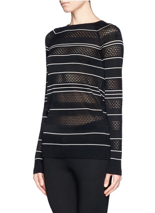 Front View - Click To Enlarge - JASON WU - Pointelle knit stripe silk sweater