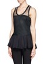 Front View - Click To Enlarge - TOGA ARCHIVES - Pinstripe peplum hem mesh tank top