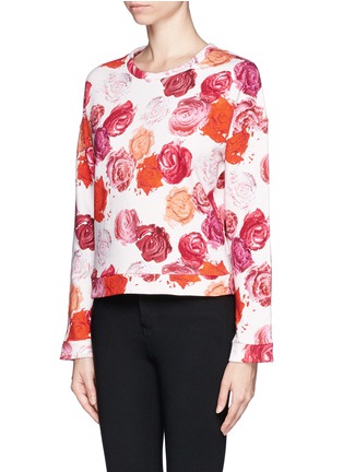 Front View - Click To Enlarge - MSGM - Cosmetic rose print cropped sweatshirt
