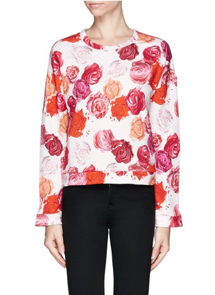 Main View - Click To Enlarge - MSGM - Cosmetic rose print cropped sweatshirt