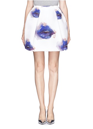 Main View - Click To Enlarge - MSGM - Watercolour lip print sateen skirt
