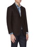 Front View - Click To Enlarge - RING JACKET - Notch lapel windowpane check wool flannel casual blazer