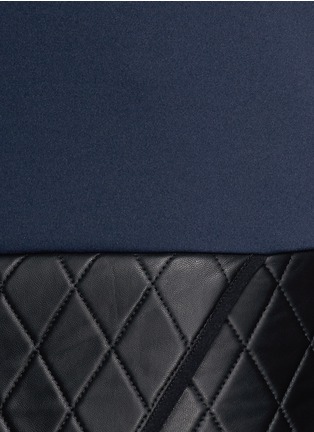 Detail View - Click To Enlarge - NEIL BARRETT - Quilted leather hem scuba jersey dress 