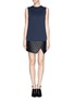 Main View - Click To Enlarge - NEIL BARRETT - Quilted leather hem scuba jersey dress 
