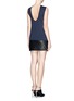 Figure View - Click To Enlarge - NEIL BARRETT - Quilted leather hem scuba jersey dress 