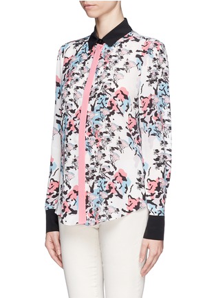 Front View - Click To Enlarge - PRABAL GURUNG - Floral print drape back silk blouse