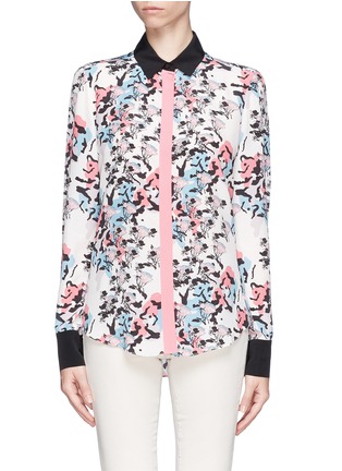 Main View - Click To Enlarge - PRABAL GURUNG - Floral print drape back silk blouse
