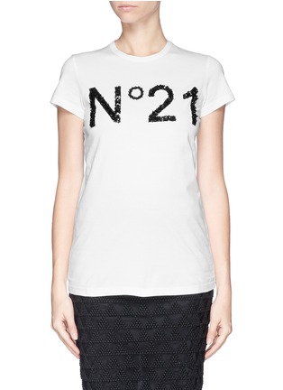 Main View - Click To Enlarge - NO.21 - Sequin bead logo T-shirt