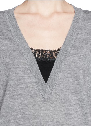 Detail View - Click To Enlarge - SANDRO - 'Sade' silk lace trim sweater