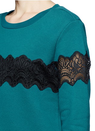 Detail View - Click To Enlarge - SANDRO - 'Torr' sheer lace trim sweatshirt