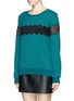 Front View - Click To Enlarge - SANDRO - 'Torr' sheer lace trim sweatshirt
