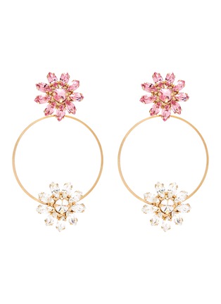 Main View - Click To Enlarge - ROSANTICA - 'Utopia' floral crystal embellished hoop earrings