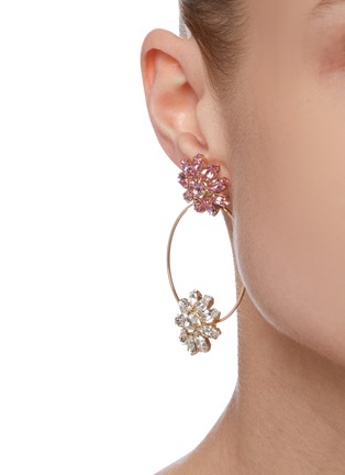 Figure View - Click To Enlarge - ROSANTICA - 'Utopia' floral crystal embellished hoop earrings