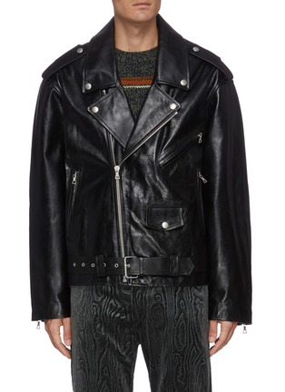 Main View - Click To Enlarge - DRIES VAN NOTEN - Oversized leather biker jacket