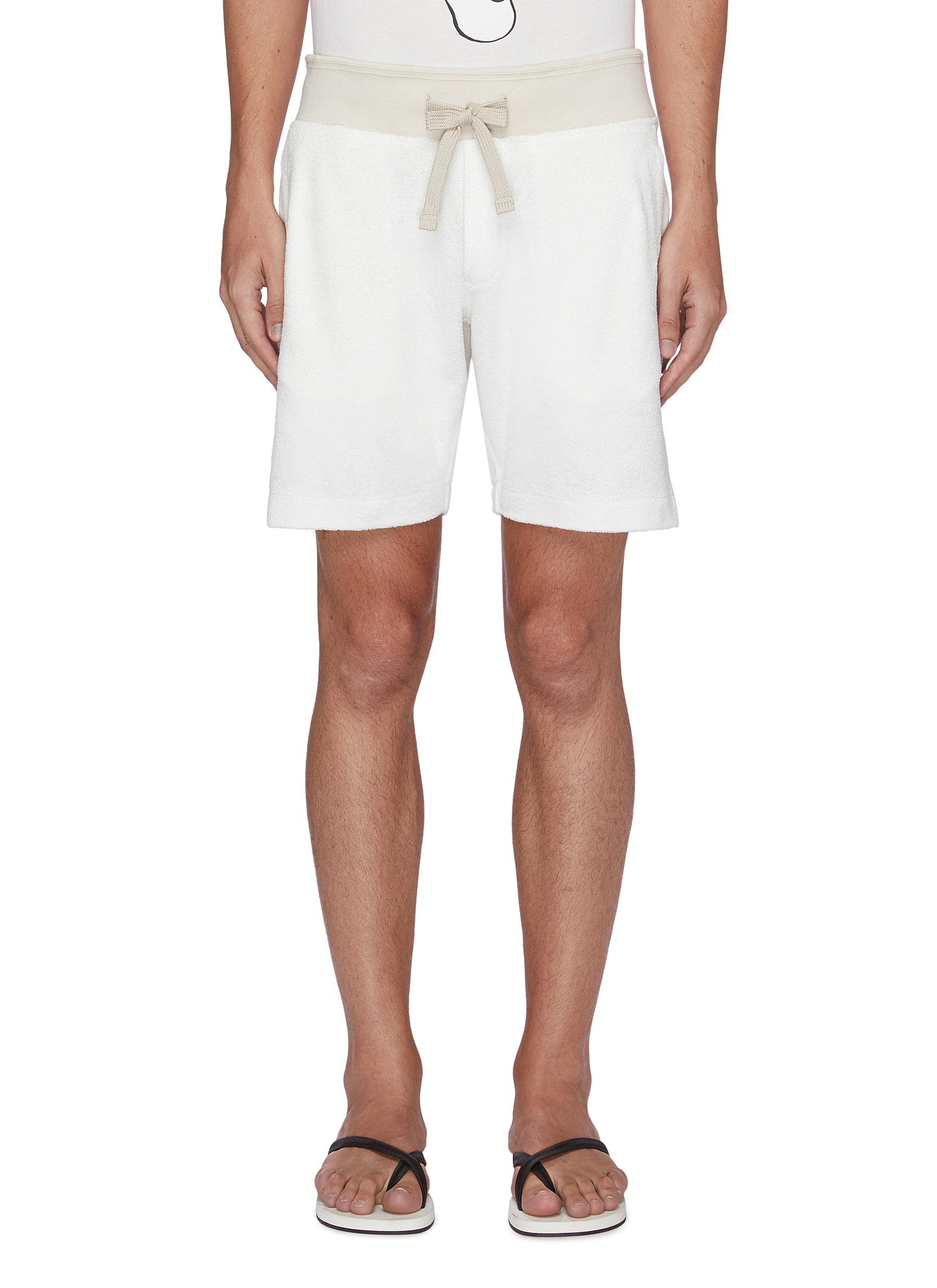 white cotton sweatshorts