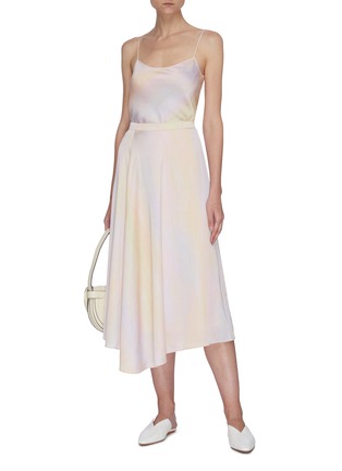 Figure View - Click To Enlarge - VINCE - Rainbow wash asymmetric drape midi skirt