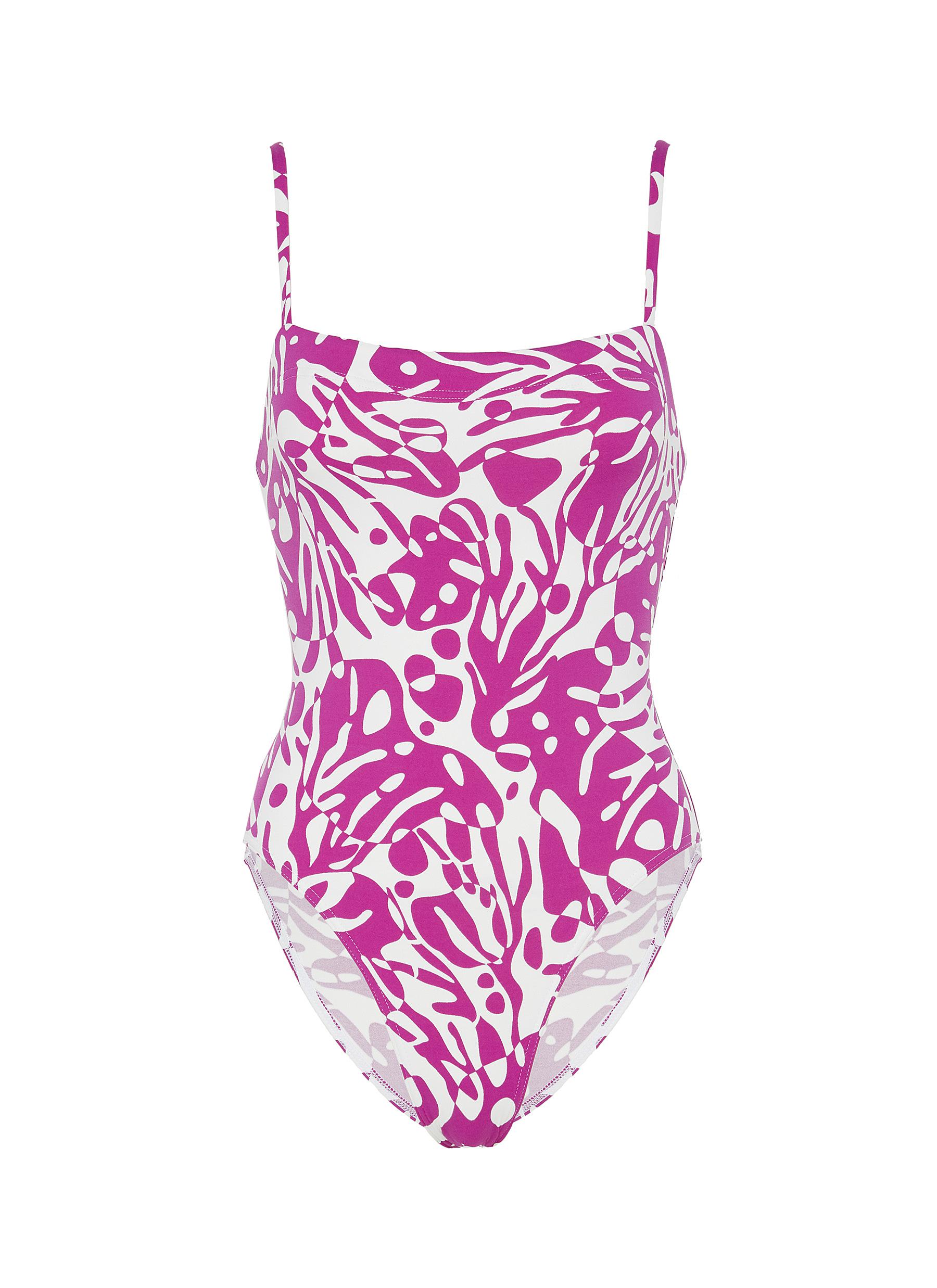 coral print bathing suit