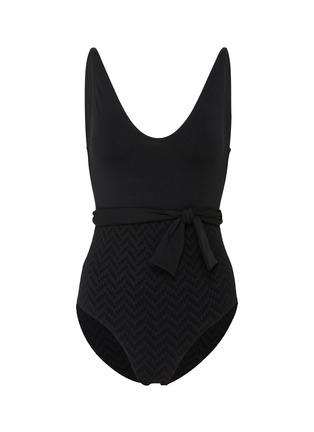 Main View - Click To Enlarge - ERES - Satin belted one piece swimsuit