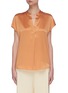 Main View - Click To Enlarge - VINCE - Cap sleeve shirred back V neck silk blouse