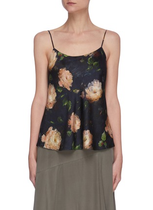Main View - Click To Enlarge - VINCE - Painted rose print silk camisole top
