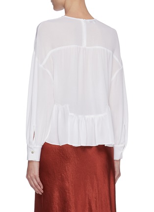 Back View - Click To Enlarge - VINCE - Shirred panelled silk blouse