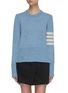 Main View - Click To Enlarge - THOM BROWNE  - Stripe sleeve button hem wool sweater