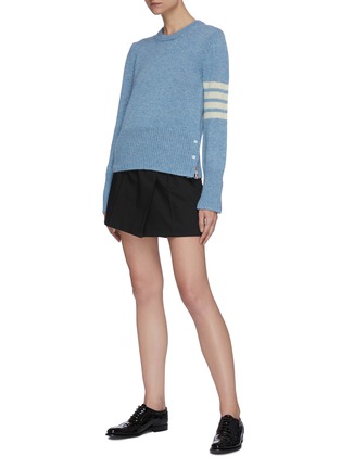 Figure View - Click To Enlarge - THOM BROWNE  - Stripe sleeve button hem wool sweater