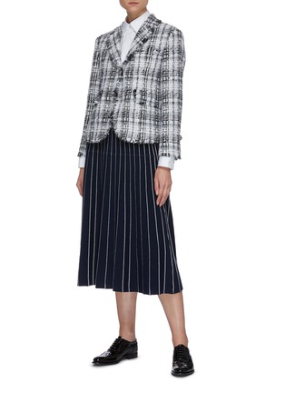Figure View - Click To Enlarge - THOM BROWNE  - Unconstructed oversized fray tweed jacket