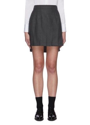 Main View - Click To Enlarge - THOM BROWNE  - High-low hem pleated wool twill mini skirt